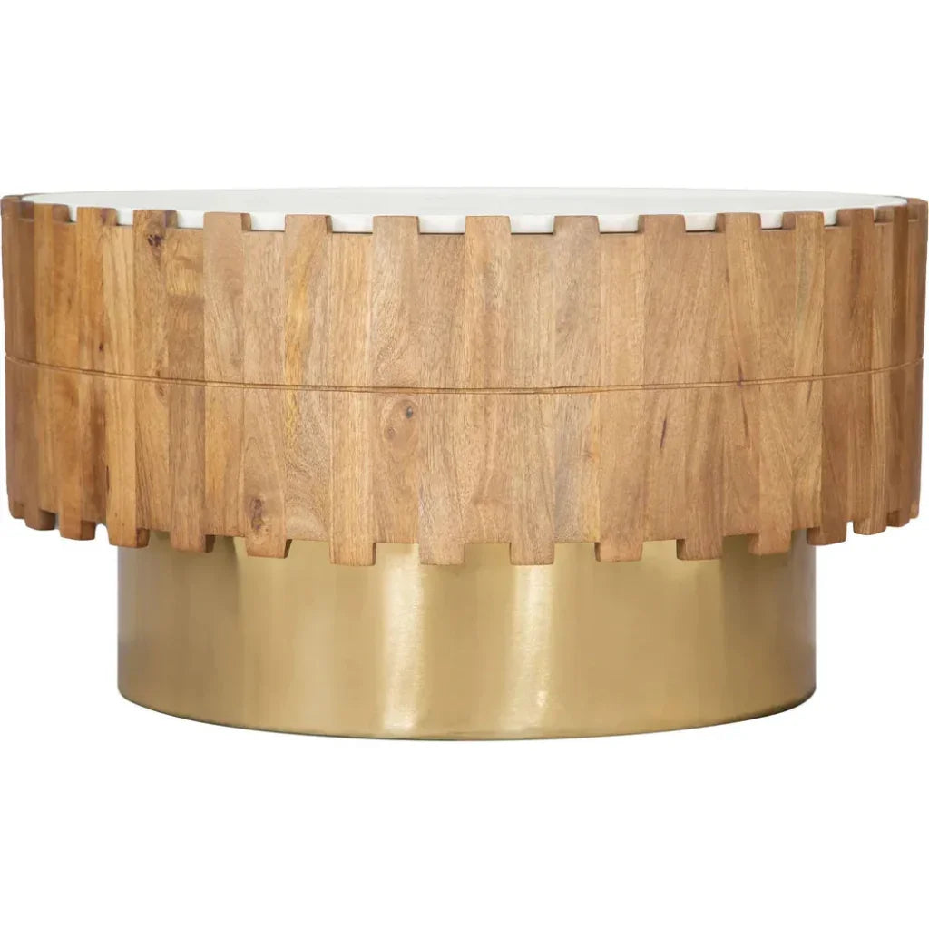 Bombay Wood & Marble Round Coffee Table