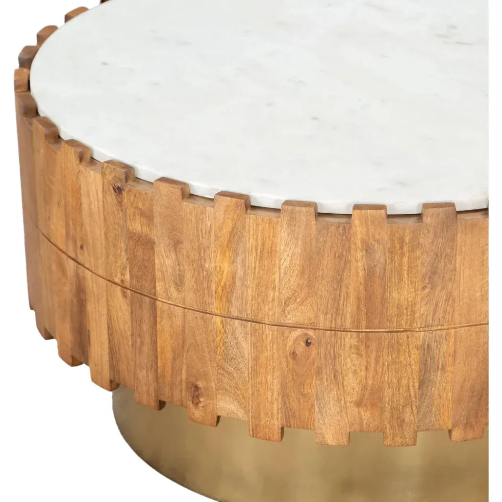 Bombay Wood & Marble Round Coffee Table